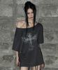 Aejeuyua Kitsch Eyelet Oversized T-Shirt Charcoal