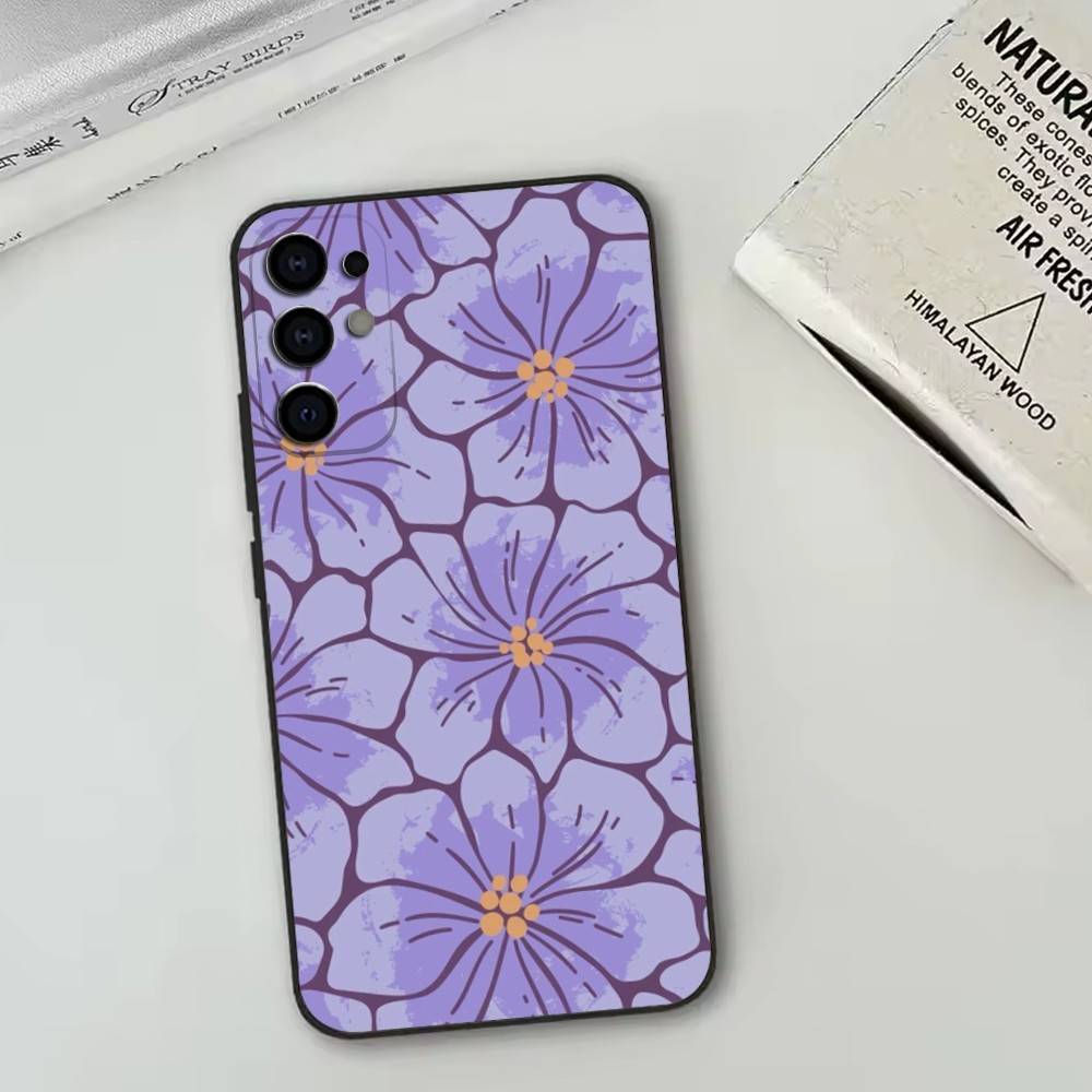 Flower Pattern   Phone Case For Samsung S25,S24,S21,S22,S23,S30,Ultra,S20,Plus,Fe,Soft Silicone Black Cover