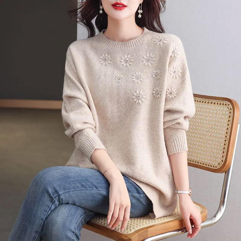 Sweater for Women Autumn Winter Thickened Pullover Warm Knitted Sweater Long Sleeve Jumper Oversize Sweater Tops