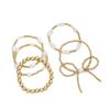 Bow Bracelet for Women Stackable Gold Bowknot Ribbon Beaded Bracelet Sets