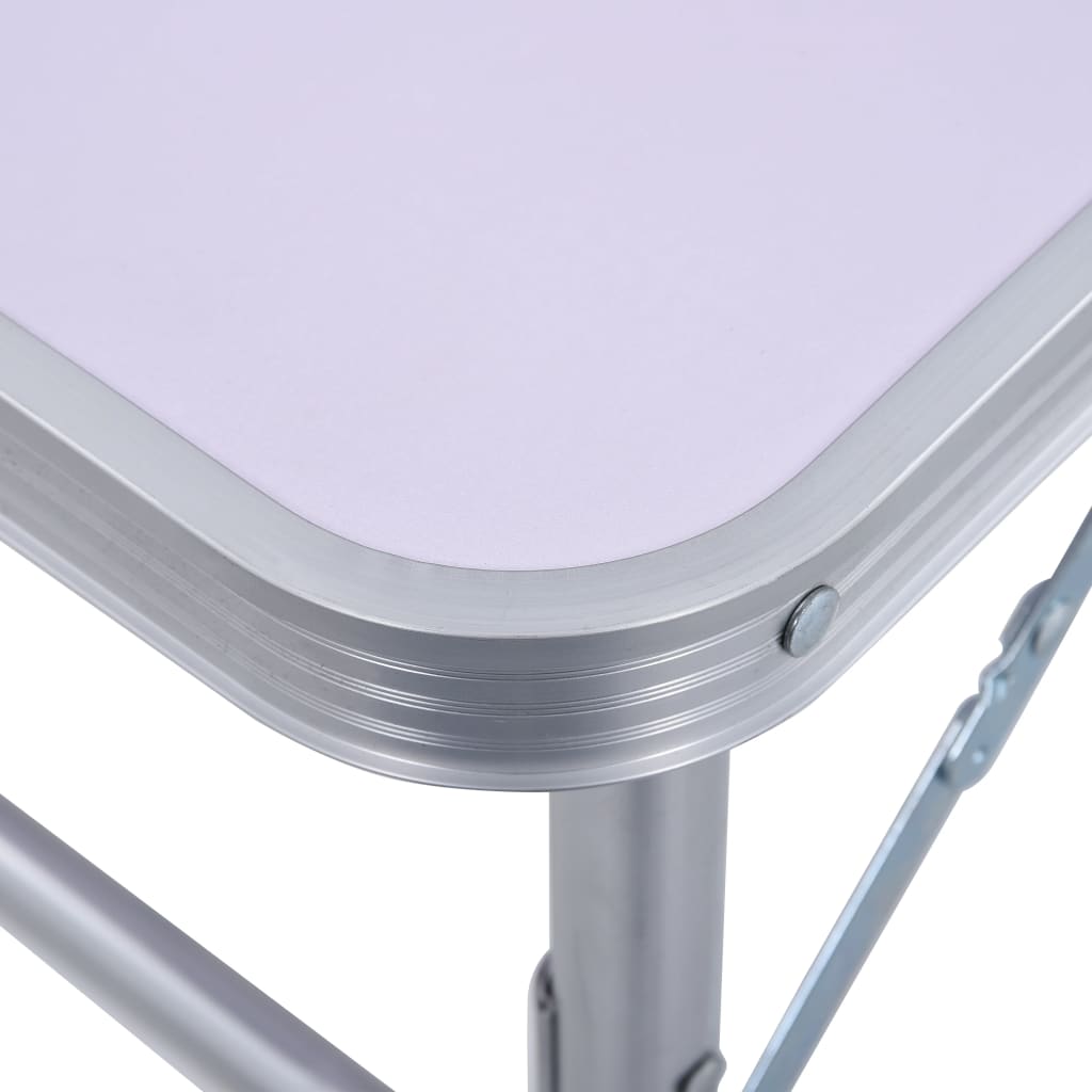 Foldable Camping Table White Aluminum 60 x 45 cm