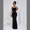 Women's Spaghetti Strap Glitter Bodycon Maxi Dress Straight Neck Mermaid Hem Black Sexy Evening Cocktail Party Banquet Formal Gown