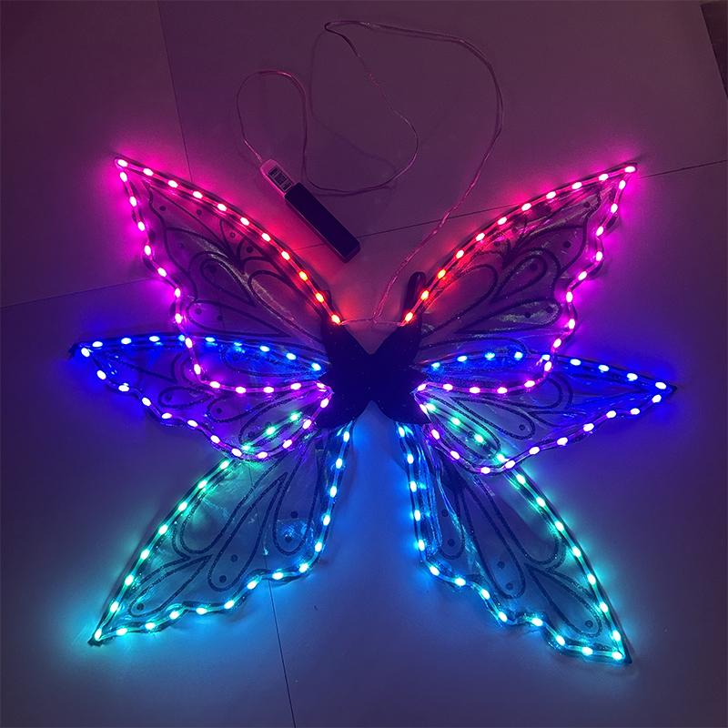 Hot Sale LED Colorful Fowing Butterfly Wings Colorful Adult Fairy Wings Bright Performance Clothing Carnival Bar Light Supplies