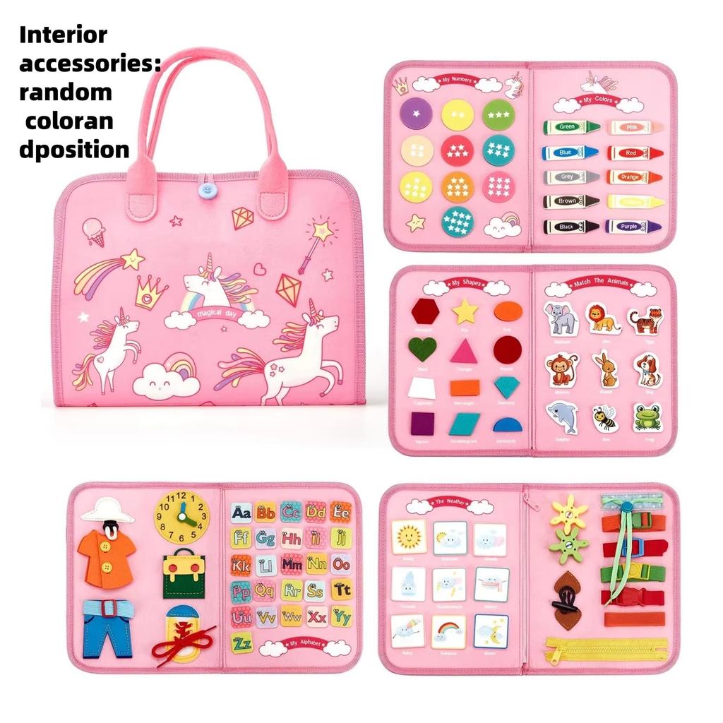 Montessori Busy Board Sensory Toys Educational Travel Activities for Kids Preschool Fine Motor Skills Learning Gift