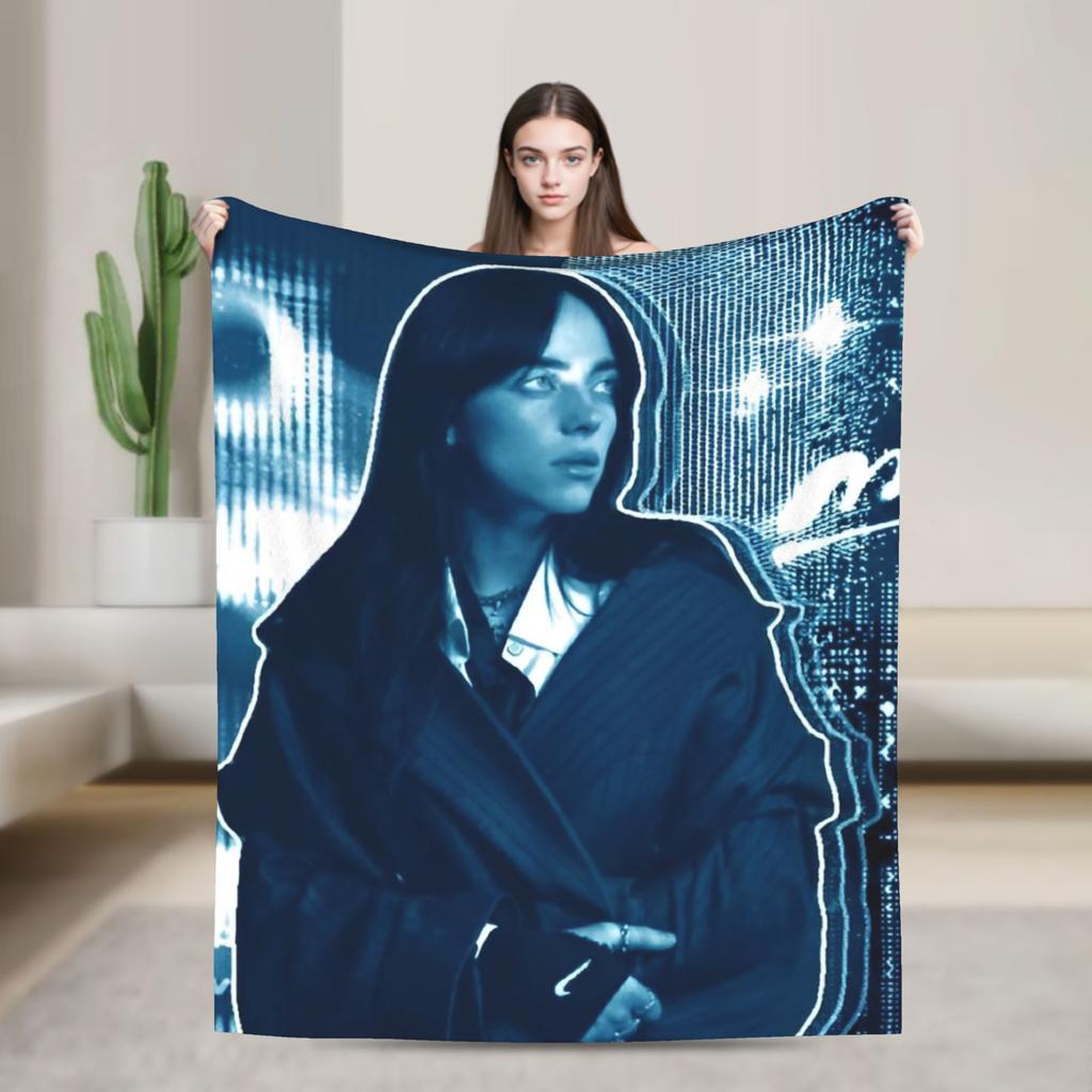 B-Billie-Girl E-eilish Chanteuse Musique Couverture Velours Printemps Automne Respirante Super Chaude Couvertures Jetées pour Literie Couvre-lits