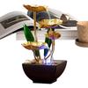 Lotus Leafs Waterfall Fountain Ornament Zen Relaxation Soothing Led Light Desk Water Fountain With Stream Sounds For Bedroom