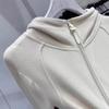 2024 Autumn/Winter Chic Solid Color Hooded Zipper Sweatshirt with Long Sleeves