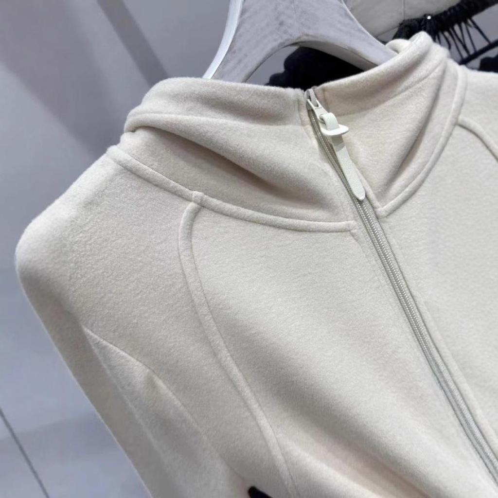 2024 Autumn/Winter Chic Solid Color Hooded Zipper Sweatshirt with Long Sleeves