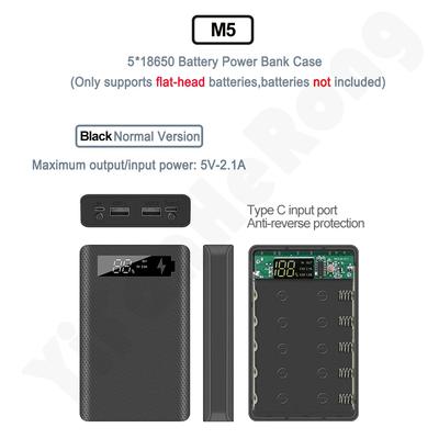 5*18650 Powerbank Kılıfı Çift USB Cep Telefonu Şarj Cihazı İçin Kendin Yap Kabuk 18650 Pil Tutucu LED Fenerli Şarj Kutusu