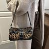 Retro Belt Buckle Leopard Print Casual Single Shoulder Autumn Winter New Style Fashion Rivet Large Capacity Underarm Bag. KTB