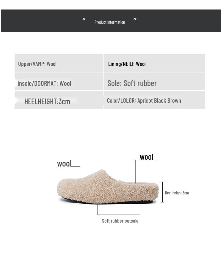 2025 Winter Women's Furry Outdoor Shoes, Velvet-Lined, Thickened, Closed-Toe Fur Slippers, Warm Lambswool Loafers