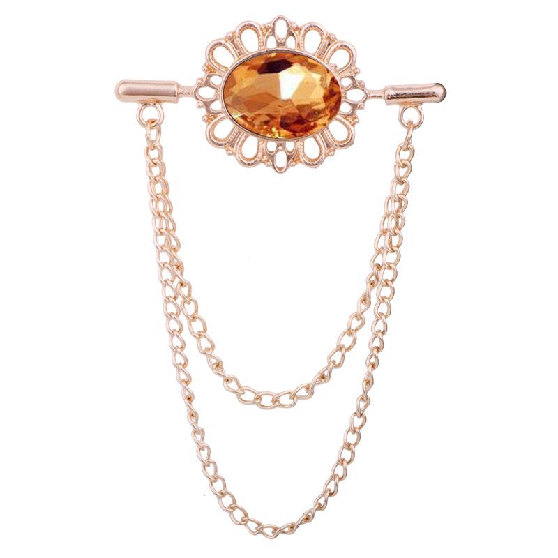 New Fashion Metal Crytal Tassel Brooch Shirt Collar Pin Scarf Buckle Badge Corsage Brooches for Women Men Jewelry Accessories