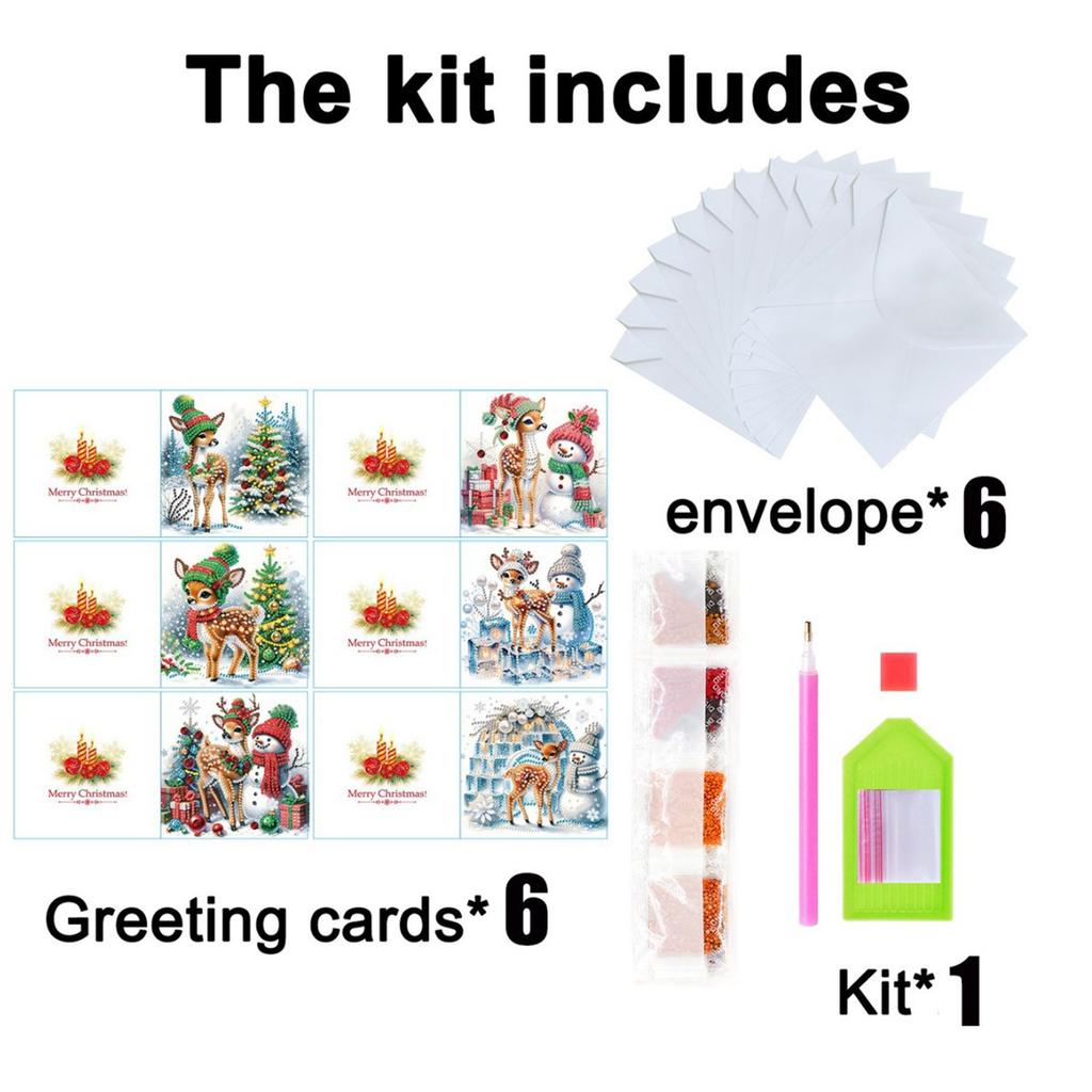 Diy Christmas Decoration Diamond Cartoon Greeting Cards, Gift Greetings, Handmade Decoration Paintings