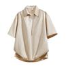 Shirt Casual Loose Contrast Color Splicing Jacket Short Sleeve Shirt