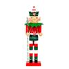 Creative Wooden Elf Nutcrackers Statue with Candy Canes Christmas Seasonal Display with Intricate Engraving Designs
