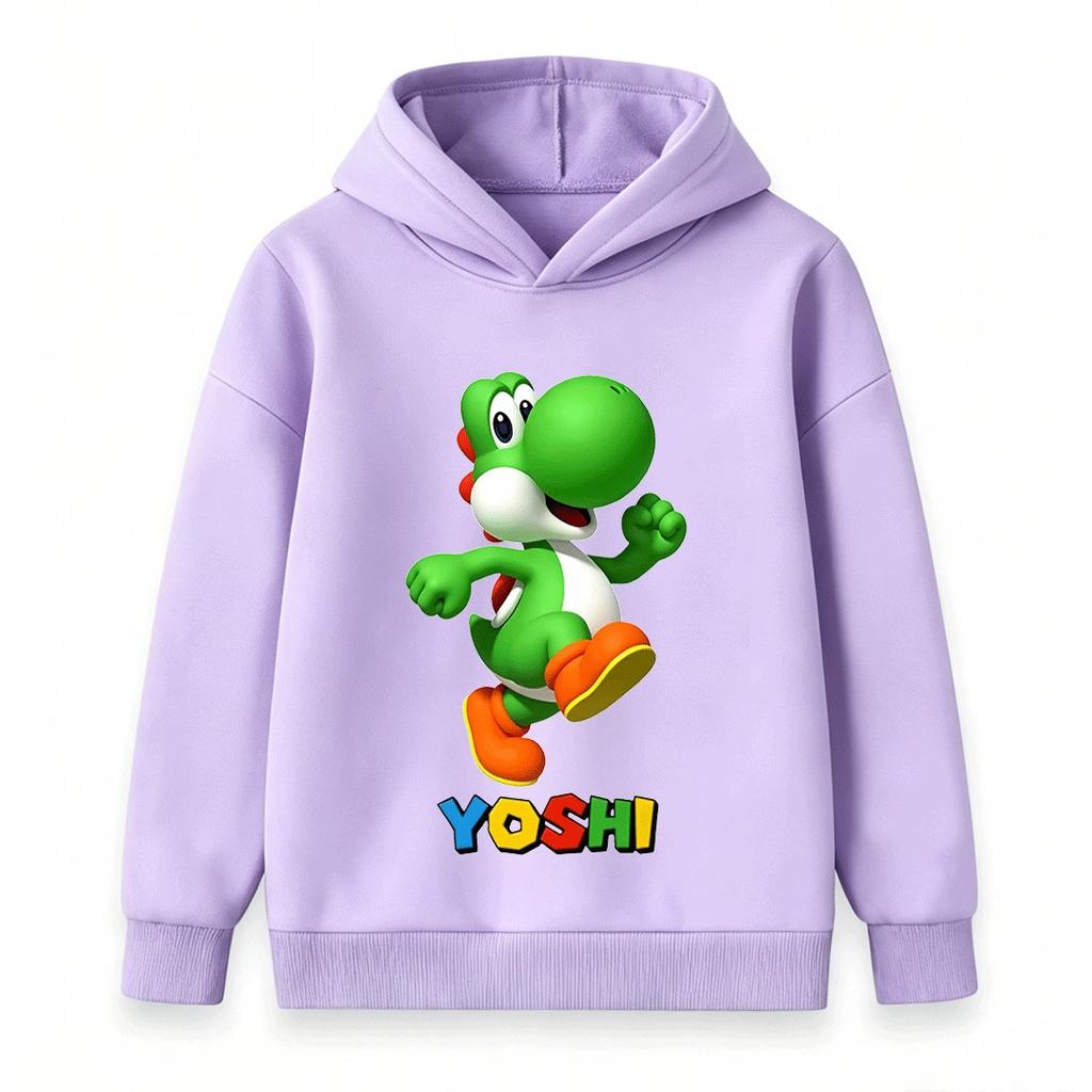 Kids Boys Girls Casual Hoodie, Cute Dinosaur Character Print Long Sleeve Pullover Sweatshirt for Children Daily Wear