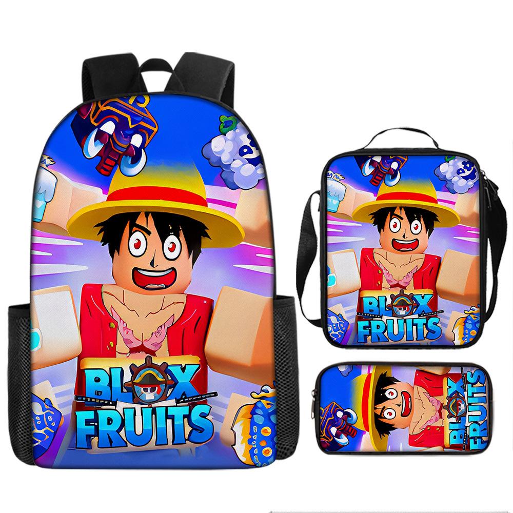 Large Capacity Schoolbag with Shoulder Strap; Student Three-piece Pencil Case Set