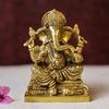 Lord Ganesha Brass Idol, Murti Showpiece For Home Pooja Decor, Gold, Brass