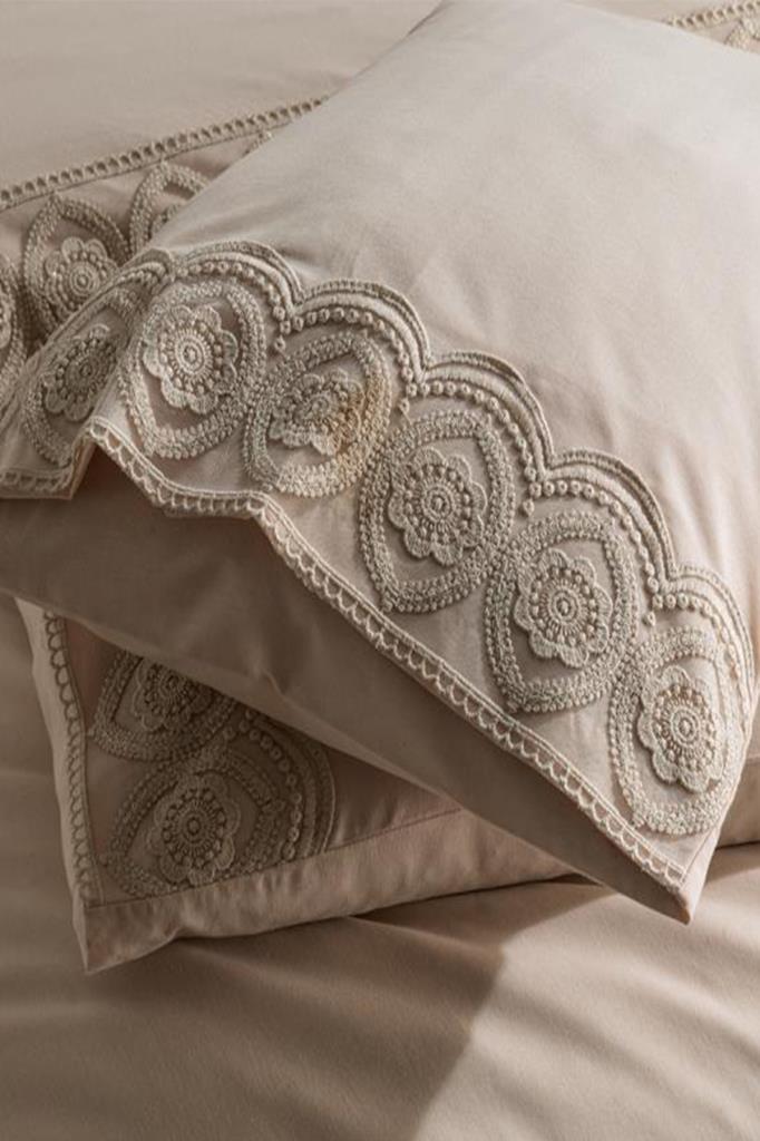 Ceylin Duvet Cover Set 6pcs, Duvet Cover 200x220, Bedsheet 240x260 Cotton Fabric, Full Size, Double Size Beige