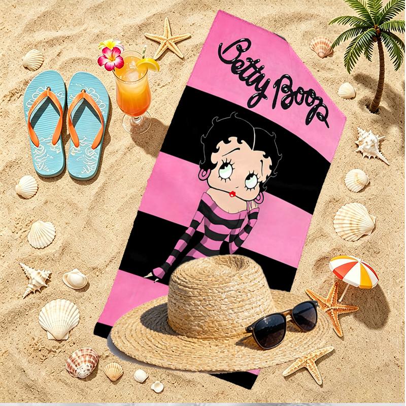 Betty Boop Print Beach Towel, Versatile Lightweight Absorbent Beach Towel for Pool Surf Yoga Bathroom, Perfect Birthday Holiday Gift
