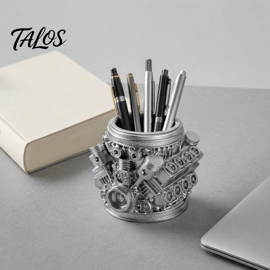 Model Talos Engine Držák na pera a tužky, Kreativní organizér na stůl pro domácí kancelář, Úložný prostor na psací potřeby na stůl, Dárek pro automobilové nadšence, Mechaniky a inženýry