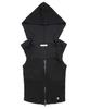 DAMP Luna Hooded Crop 2-Way Zip-Up Sleeveless Black