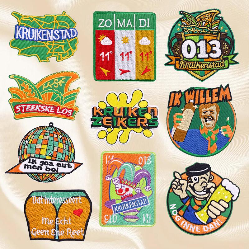 10pcs /Set Netherland Kruikenstad Emblem Embroidered Patches Iron On Patches For Clothing Netherland Carnival Patch Sewing Diy 