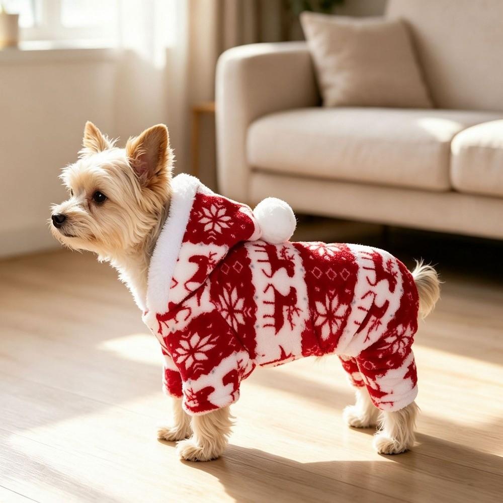 Hooded Design Xmas Dog Clothes Reindeer Winter Dog Clothes Dog Four Legged Coat  Photo Prop