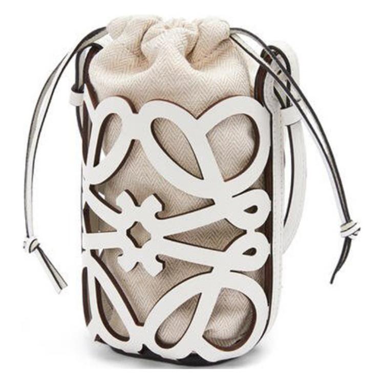 

Loewe Anagram Pattern Cutout Classic Cowhide Leather And Canvas Shoulder Crossbody Bag Women bags White C922Y62X02-1803 Basic Set (Bag+Dust Bag)
