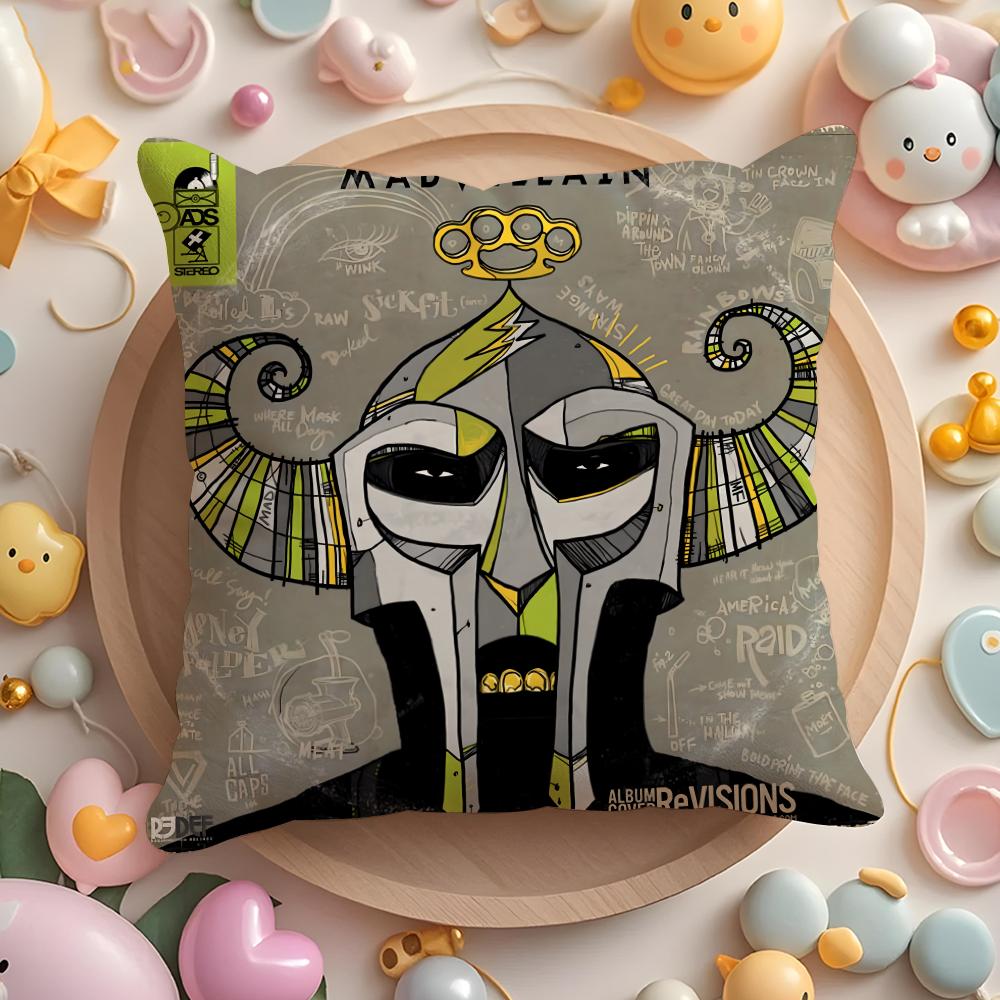 Mf D-Doom Madlib Cushion Cover Plush Fabric Soft Double-Sided Printed Sofa Pillow Case Colorfast Home Decor Gift