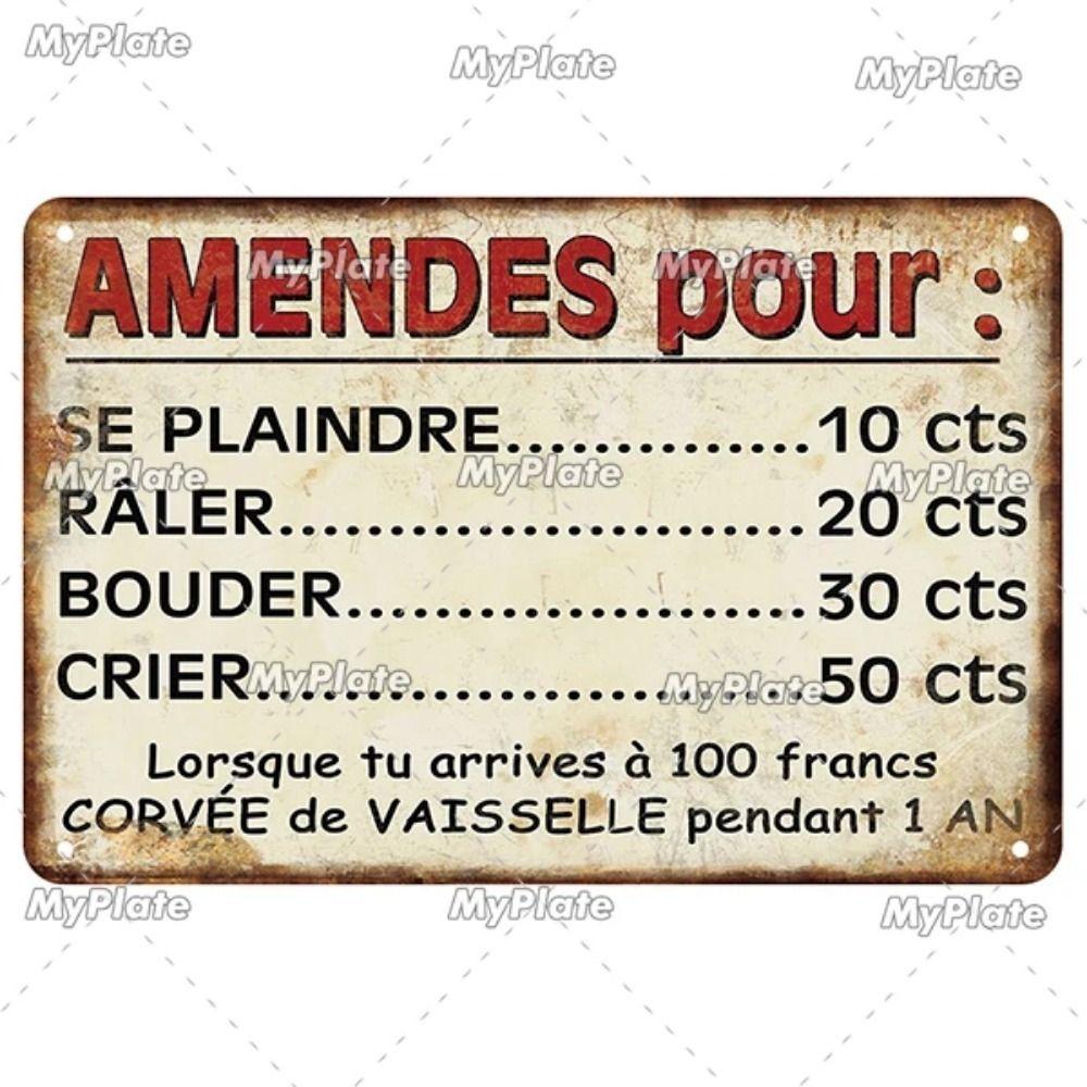 

Vintage Metal Sign with Famous French Proverbs Iron Plate Retro Home Decor Gift