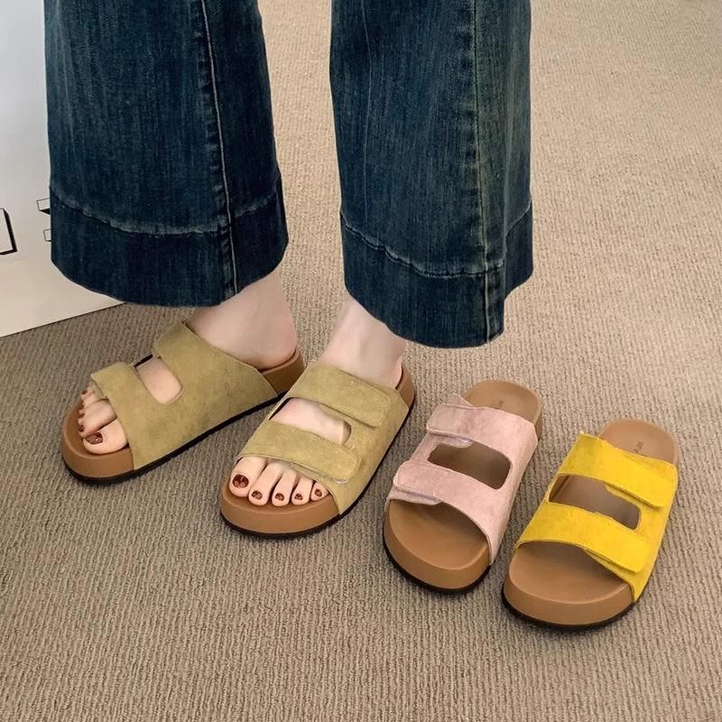 Leather Thick-soled Cool Slippers Women's Summer Wear New with Skirt Casual Beach One-word Sandals