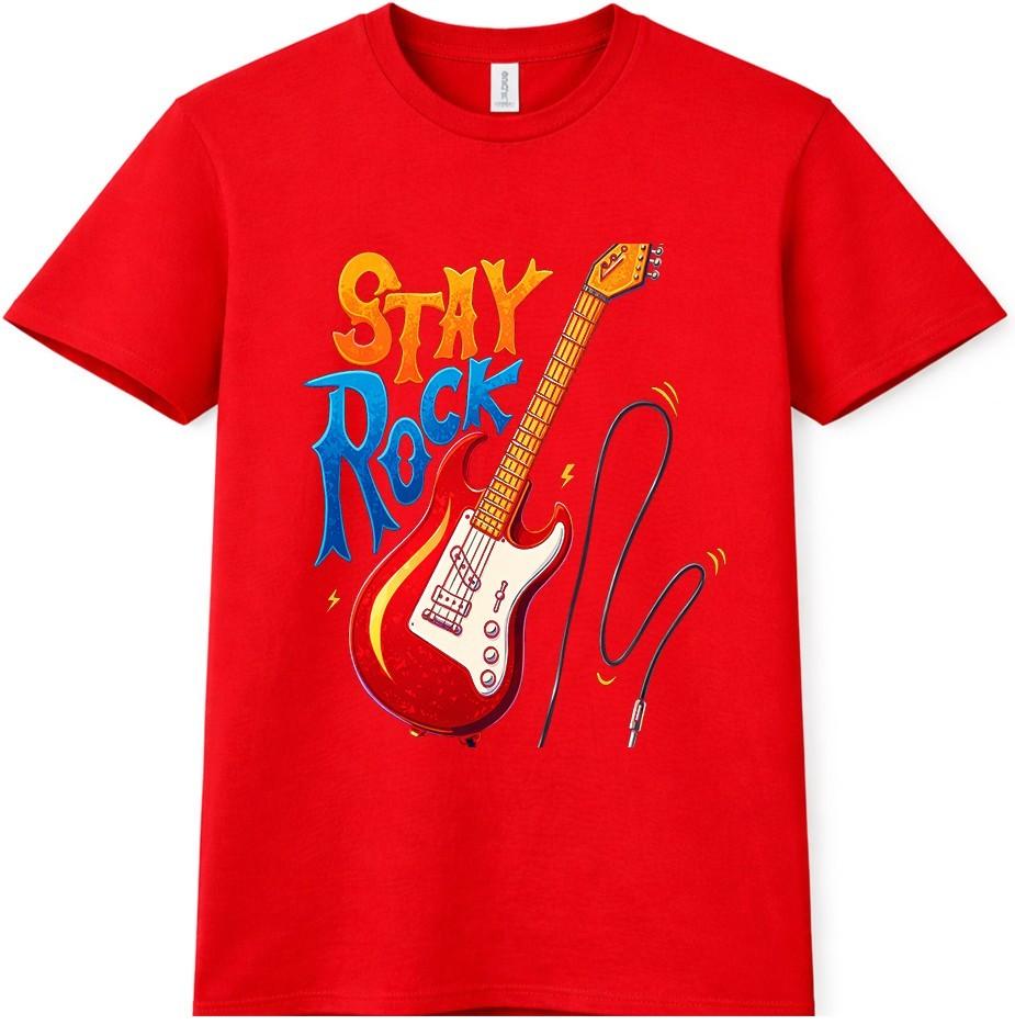 Rock N Roll T Shirt Stay Rock Electric Guitar Music Graphic Vintage Tee S