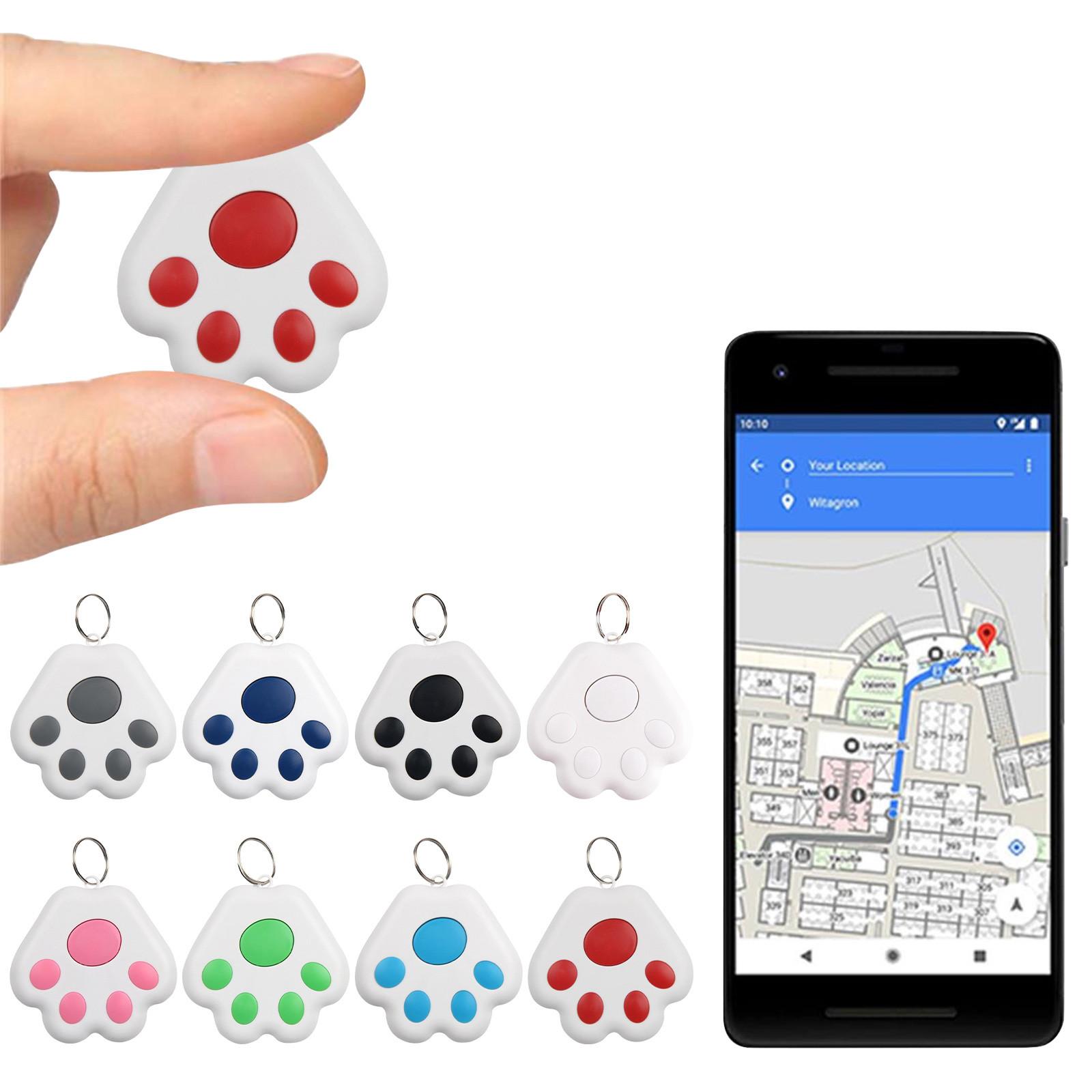 Dog Paw Shape GPS Tracker Anti-Lost Alarm Wireless Bluetooth Locator Tracer For Pet Dog Cat Kids Wallet Keys Collar Accessories nero