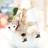 Keychain Pendant 3D Cartoon Poodle Dog Design Sparkling Rhinestones Inlaid Key Chain