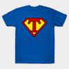 Men Black Print T-shirt Superhero Symbol Letter T No-Cut Transfer Paper Print Cotton Tshirt
