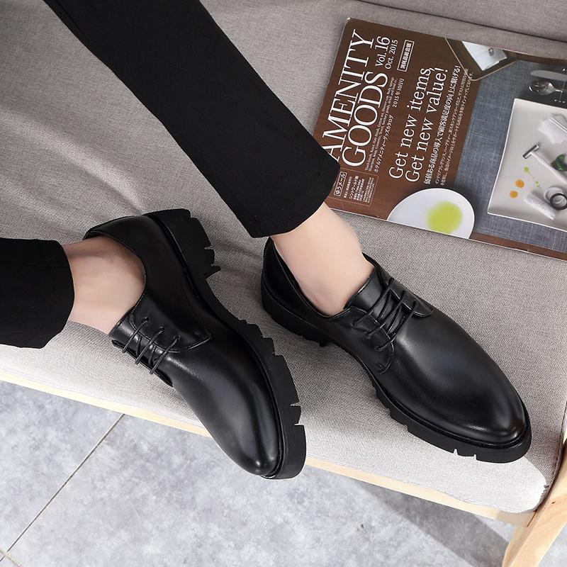 2026 New Stylish Men's Leather Dress Shoes, Comfortable Lace - Up Formal with Thick Sole Shoes for Daily & Business & Wedding