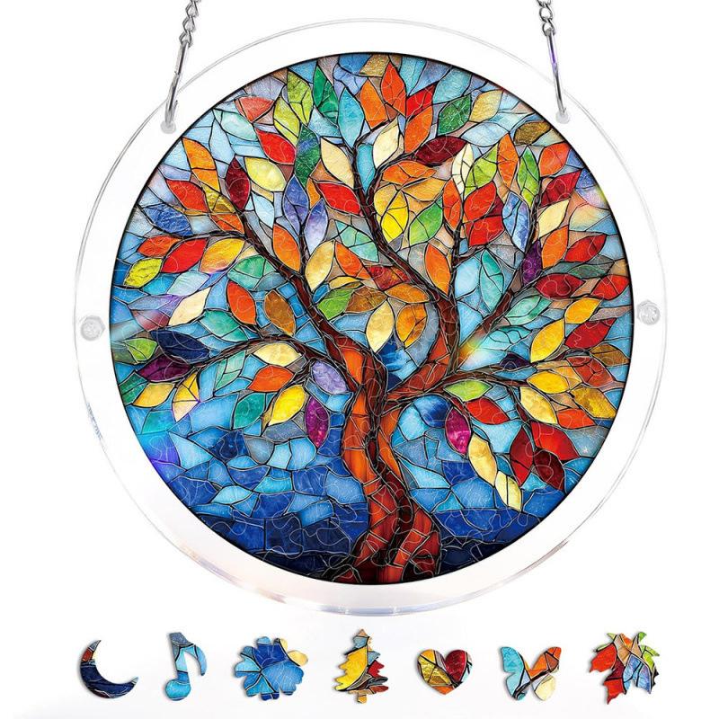 Acryl-Sonnenfänger Fenster-&Garten-Hänge-Sonnenfänger Regenbogen Innenfenster-Dekoration für Wohnzimmer Schlafzimmer Bunte Acryl-Puzzles Sonnenfänger