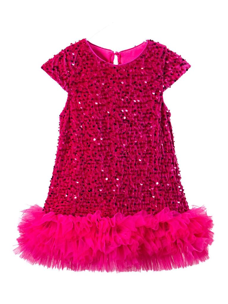 Baby Girl's Fluffy Sequin Bow Vest Dress - Korean Style Spring Party Princess Outfit