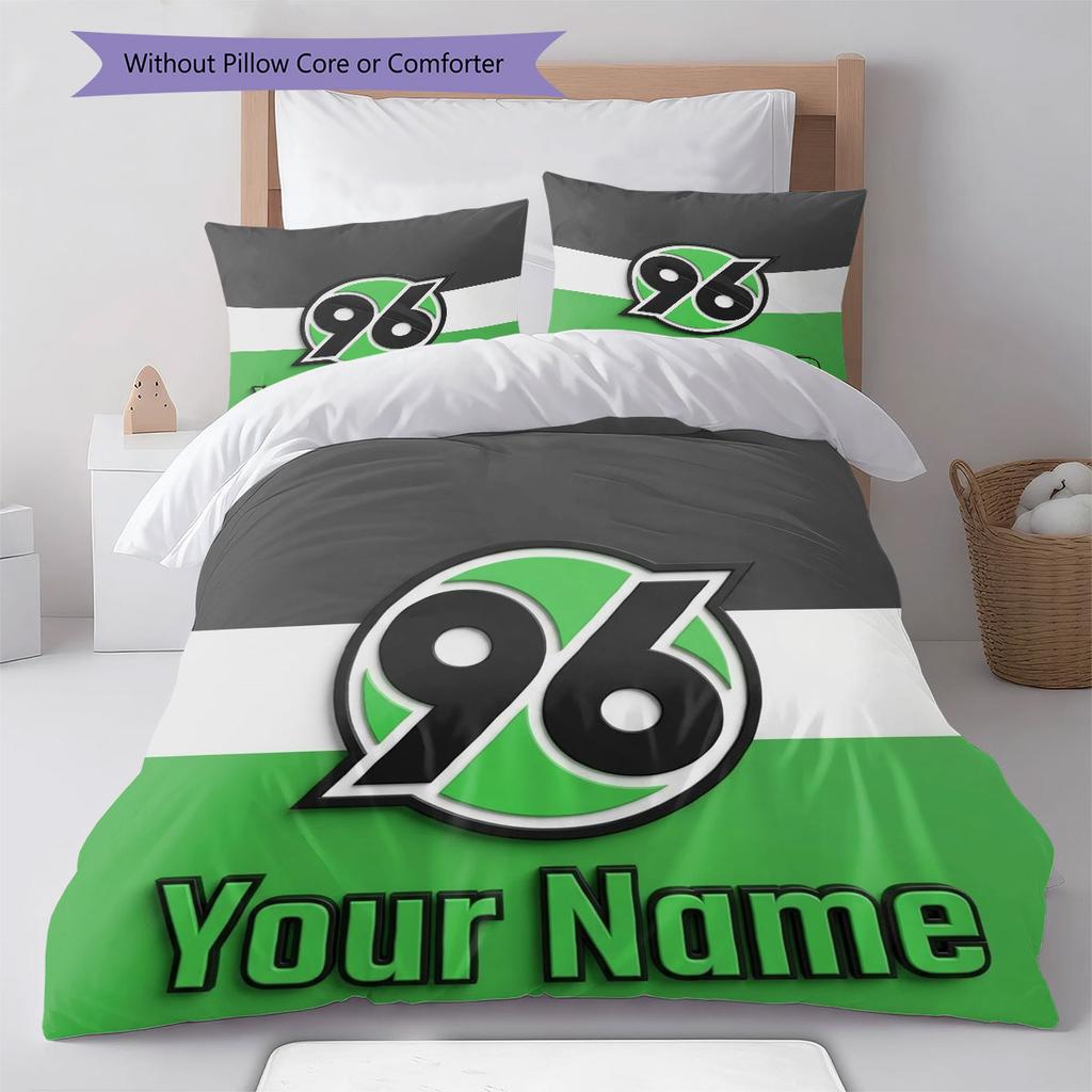 Hannover 96 Custom Name Pattern Bedding,Quilt Set Quilt Cover Pillowcase Home Birthday Gift(1 * duvet cover + 2 * pillowcase, without core)