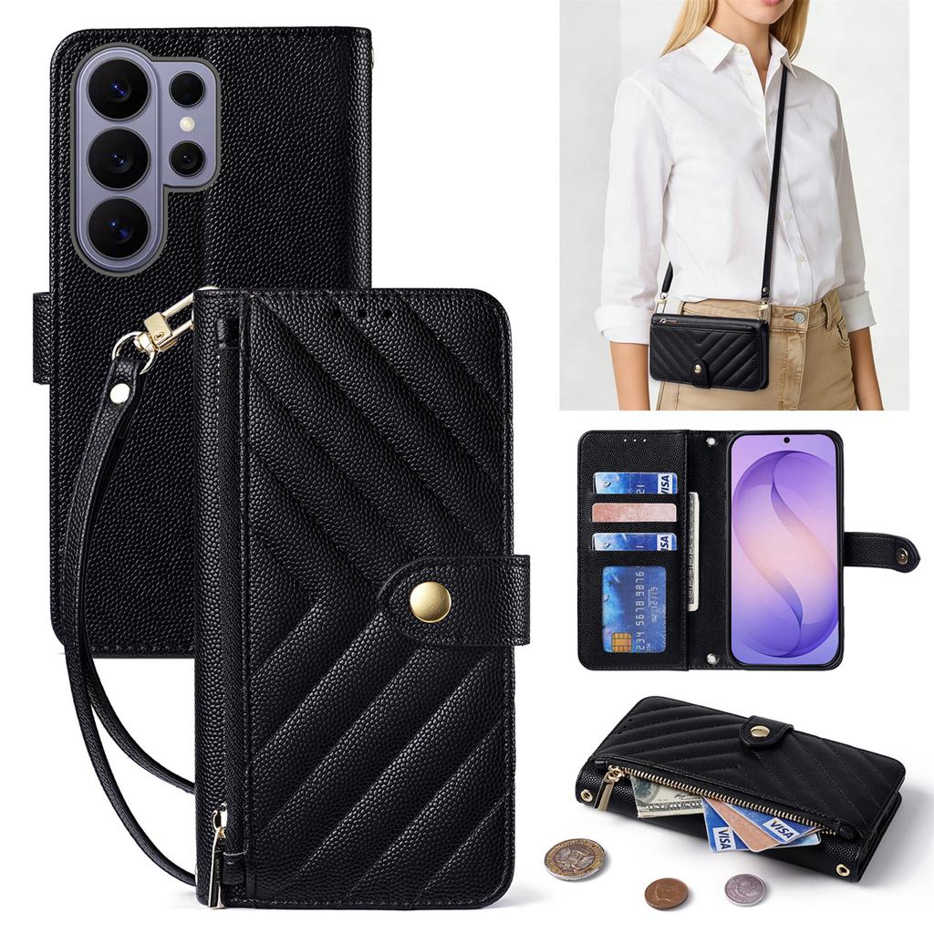 Crossbody Leather Wallet Cards Solt Phone Case for Samsung Galaxy S26 Plus S25 S24 FE S23 Ultra A16 A17 A26 A36 A37 A56 Cover