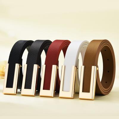 Women'S Thin Belt Casual Smooth Buckle Belt Women'S Decoration With Suit Pants Dress Jeans