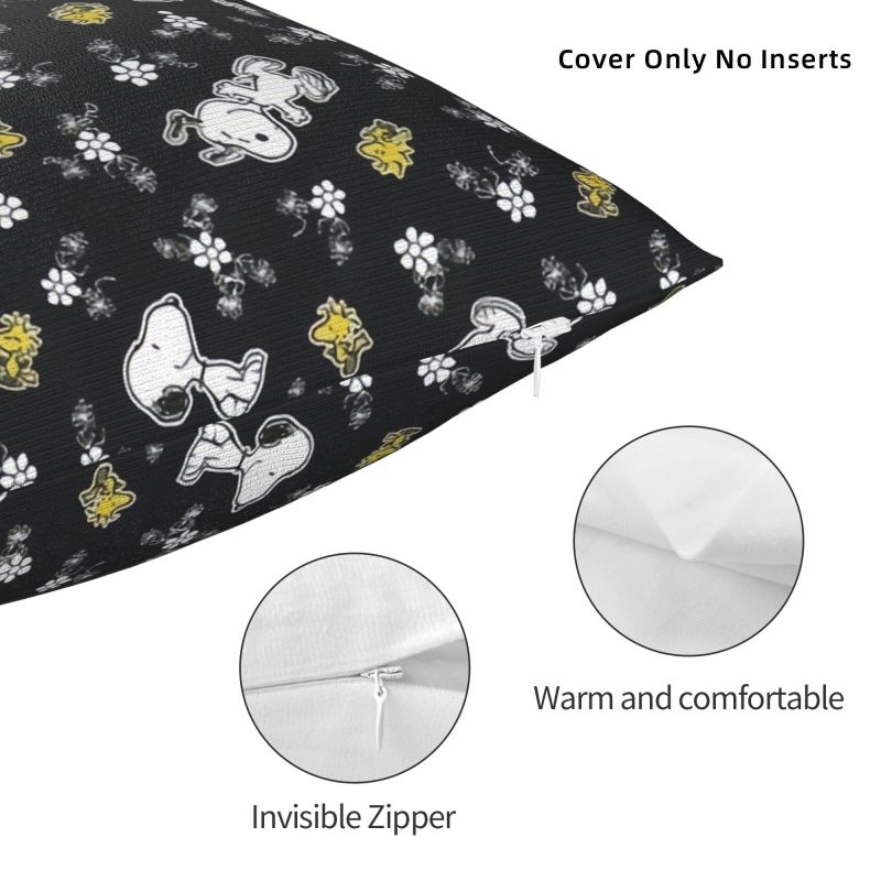 Custom Disney Snoopy Woodstock Cartoon Beagle Pillow Home Decorative Nordic Cushion Decoration Salon Square Pillowcase
