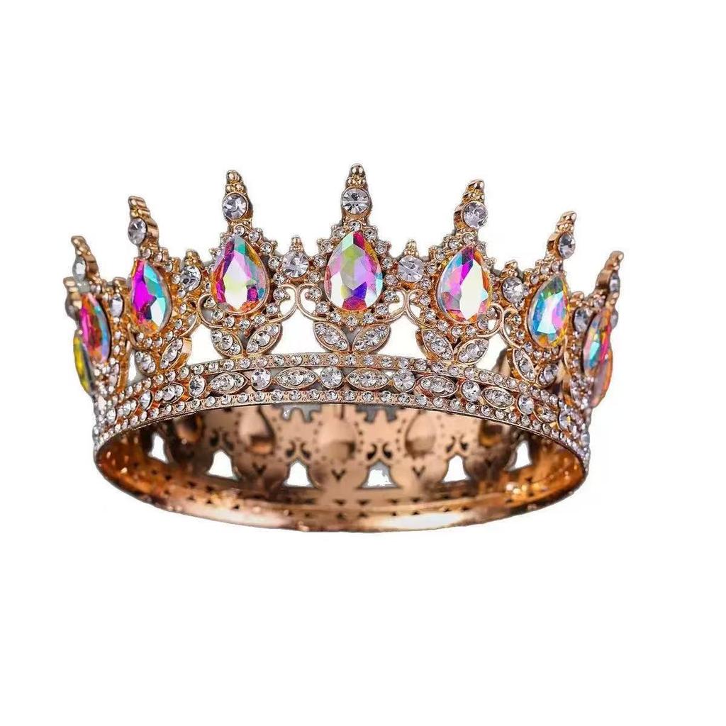 Halloween Round Crown Headwear Bride's Wedding Dress Crown Accessory Birthday Hair Crown Heavy Industry Hair Accessory  Updo Accessory