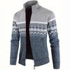 Men's Winter High Neck Plush Knit Slim Fit Cardigan Sweater