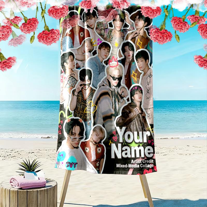 Name Custom Seventeen Print Beach Towel, Large Soft Quick Dry Towel for Beach Camping Swimming