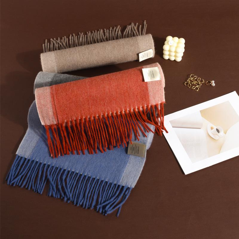 Original color matching enlarged 111 pure scarves for men and women, winter couples, high-end warm scarf, double-sided shawl
