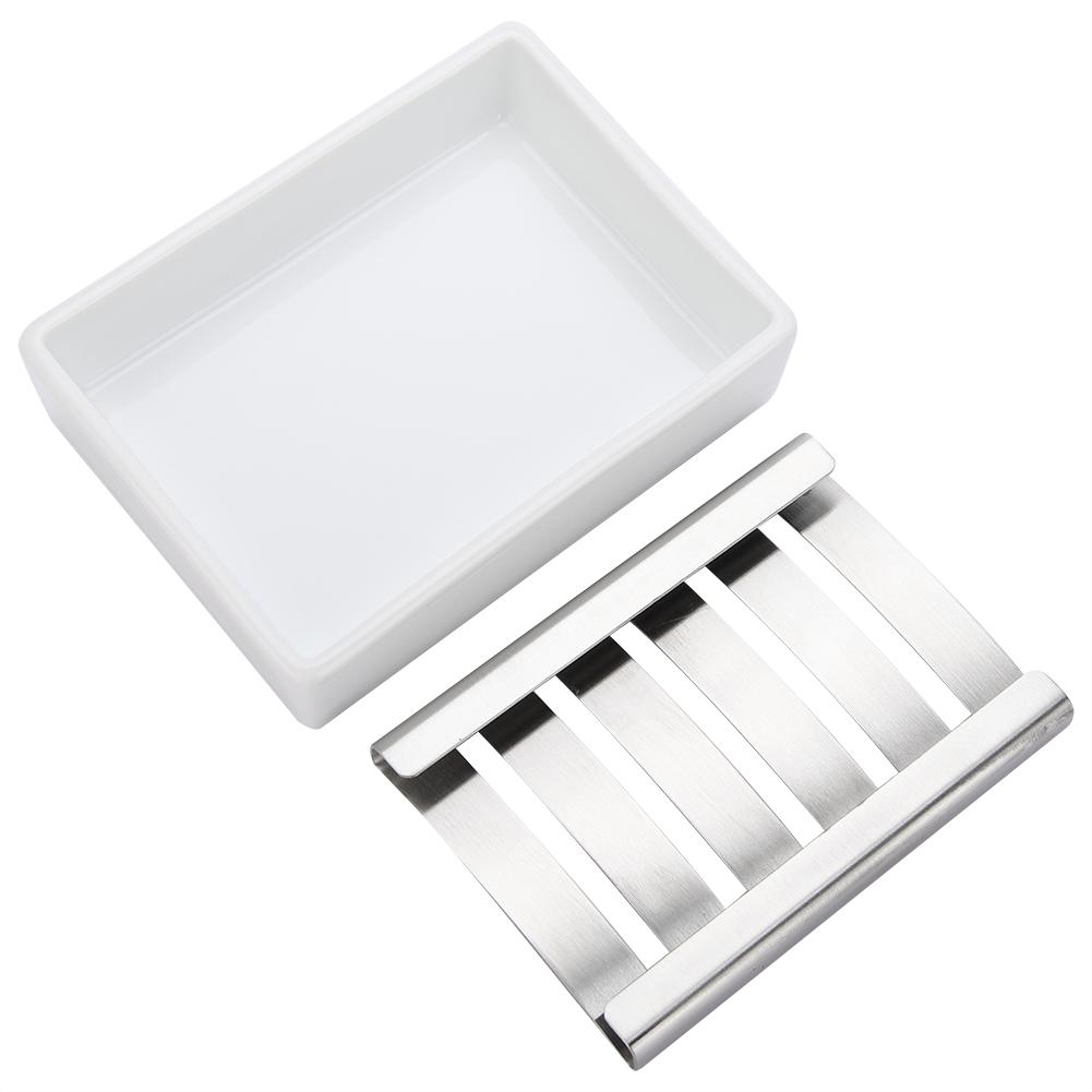 304 Stainless Steel Soap Case Holder Ceramic Soap Container for Bathroom Kitchen Use