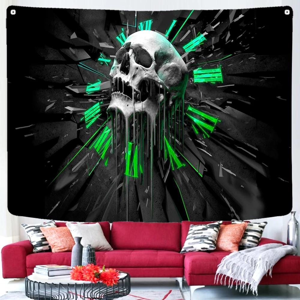 Skull Psychedelic Halloween Decoration Dorm Angel Devil Tapestry Anime Hell Wall Hanging Witchcraft