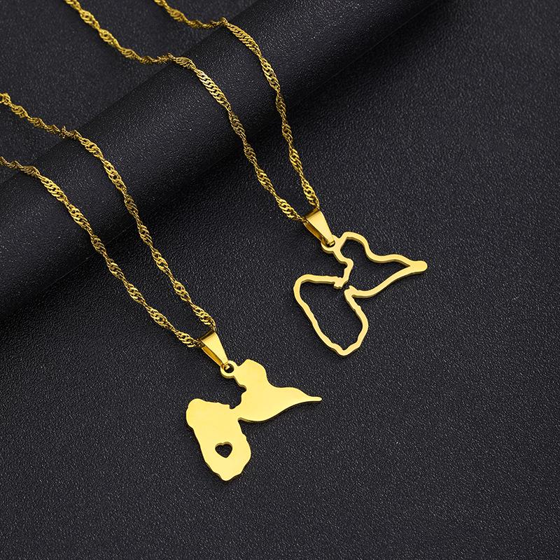 

Stainless Steel Guadeloupe Map Heart Pendant Necklace for Women